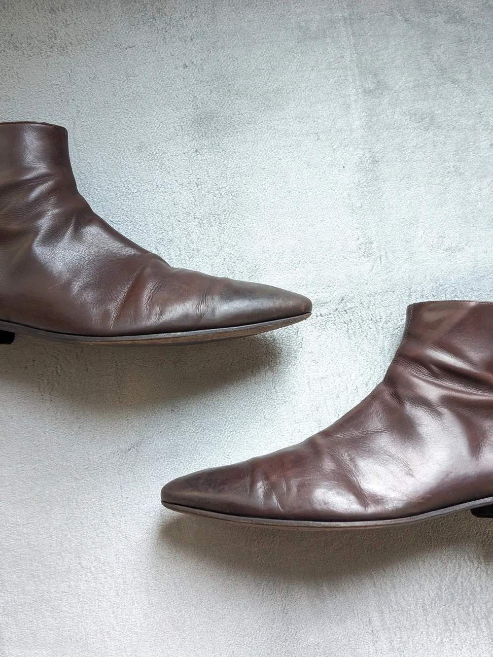 Prada Side Zip Boots Brown Leather Men US 9.5